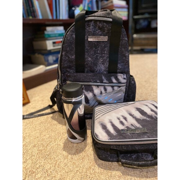 Justice Collect X Tie Dye Black White Silver Backpack Set lunch box bottle NWOT - Picture 10 of 12